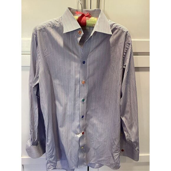 ETON Mens Contemporary Rainbow Button Down Shirt Sz 39 15.5 Long Sleeve - Picture 1 of 9